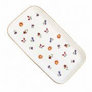 Small Floral Gold-Rimmed Rectangular 12 Inch Plate, Decorative Dinnerware - product view 1