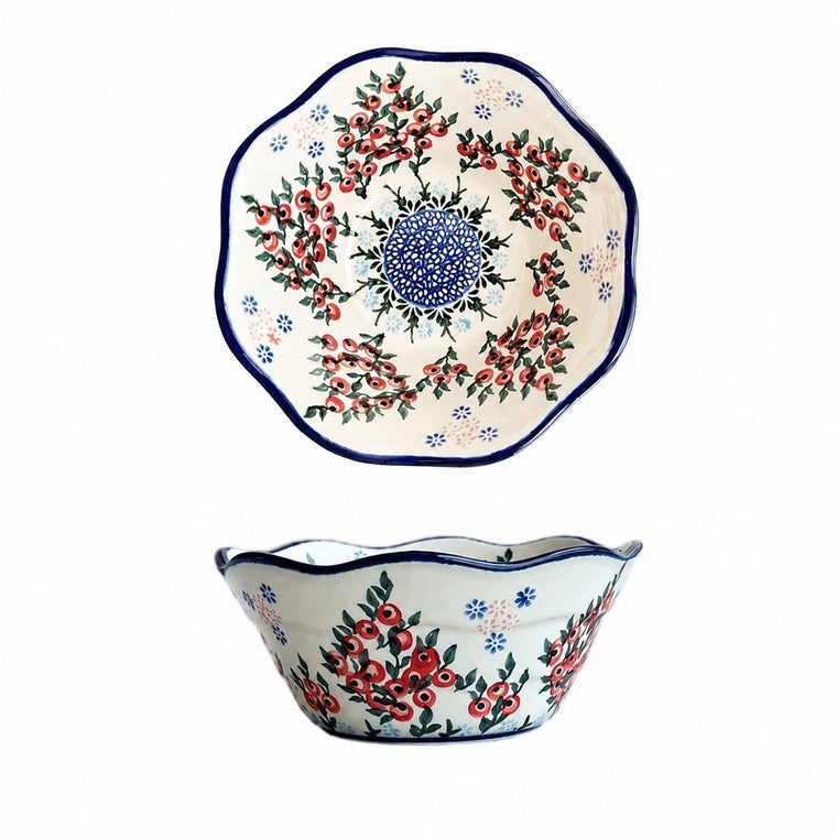 Curved Rim Porcelain Conical Bowl, 6.6 in, Hand-Painted - product view 1