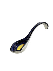 Ceramic Soup Ladle with Pouring Spout, Starry Night Flowers, Large Size - detail 2