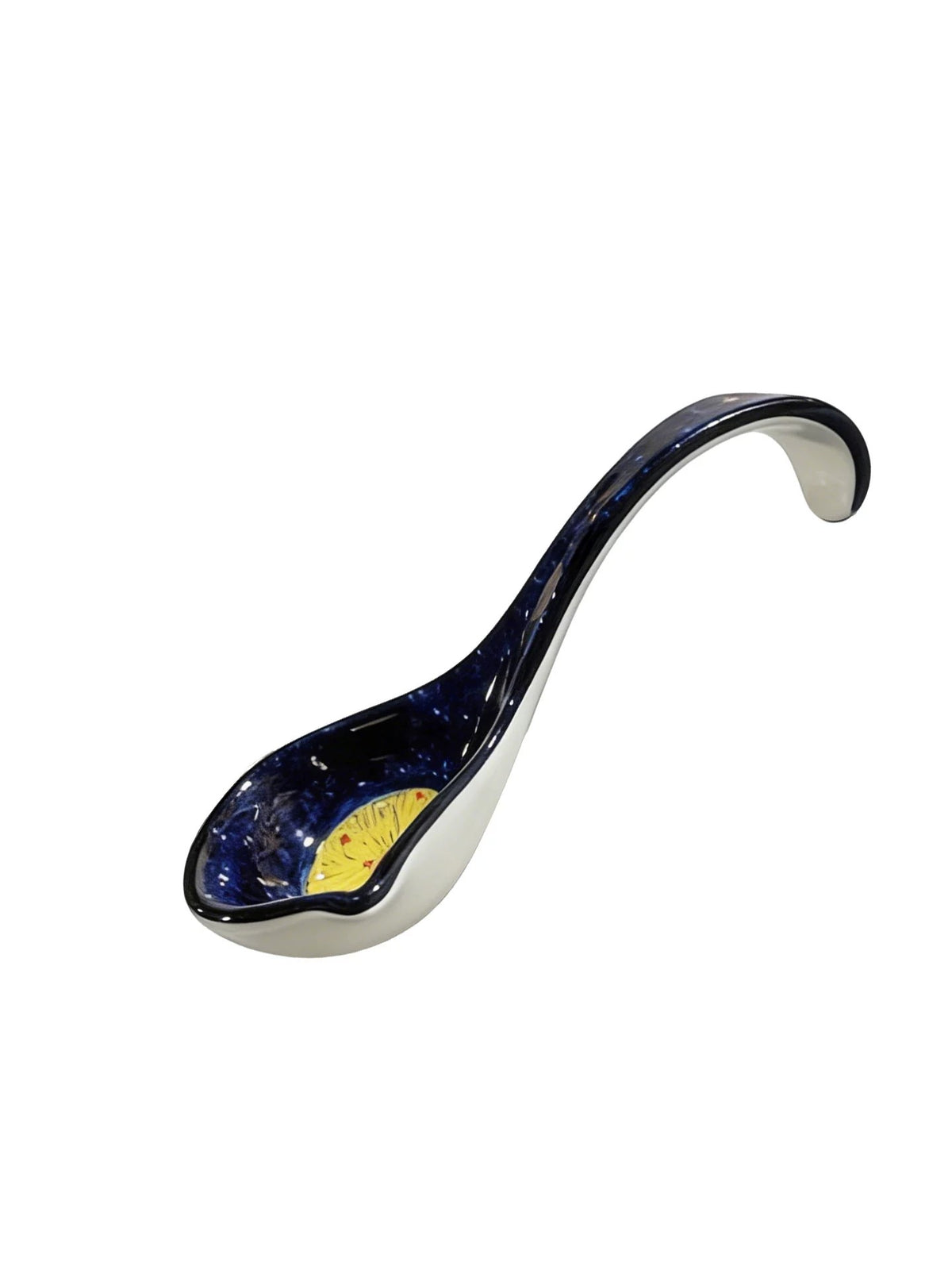 Ceramic Soup Ladle with Pouring Spout, Starry Night Flowers, Large Size - detail 2