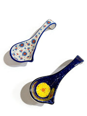 Ceramic Soup Ladle with Pouring Spout, Starry Night Flowers, Large Size - detail 1