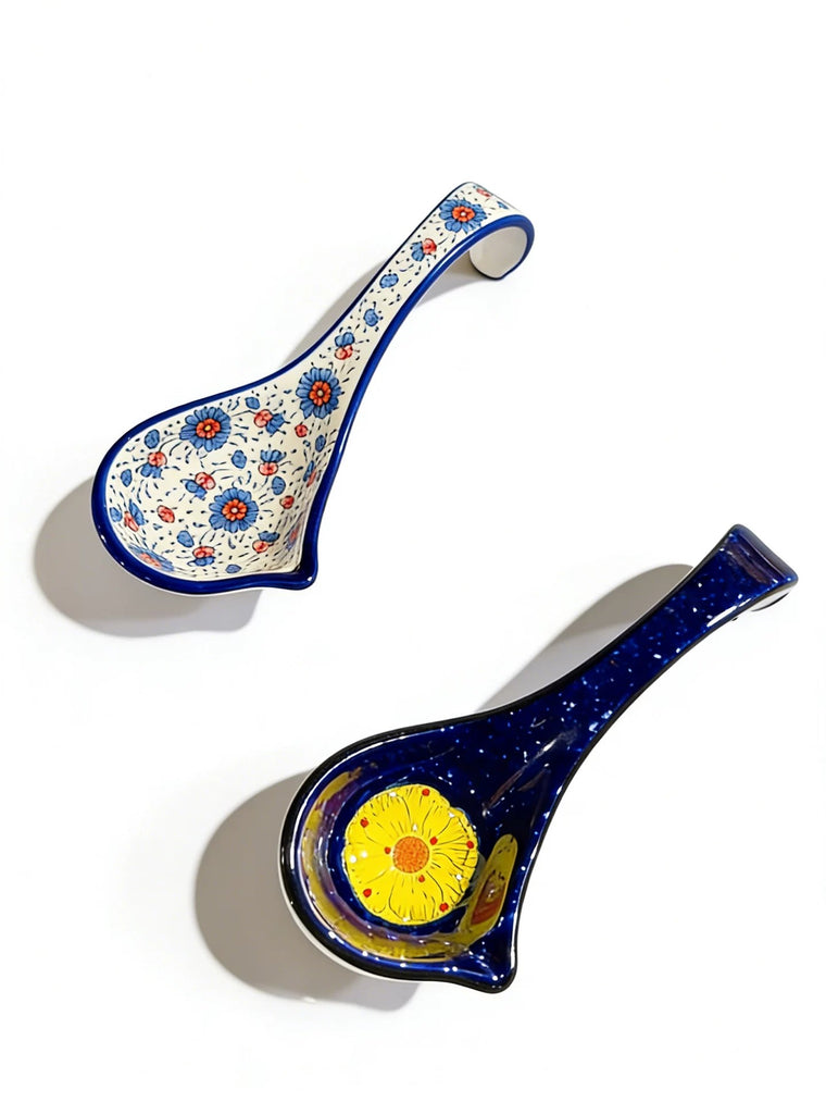 Ceramic Soup Ladle with Pouring Spout, Starry Night Flowers, Large Size - detail 1