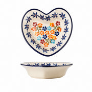 Pansy Heart-Shaped Small Bowl, ceramic bowl, Cute Floral Design - product view 1