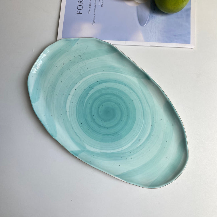 Irregular Lake Green Plate, 36.3 x 21.6 x 2 cm, Ceramic Dinnerware - detail 1