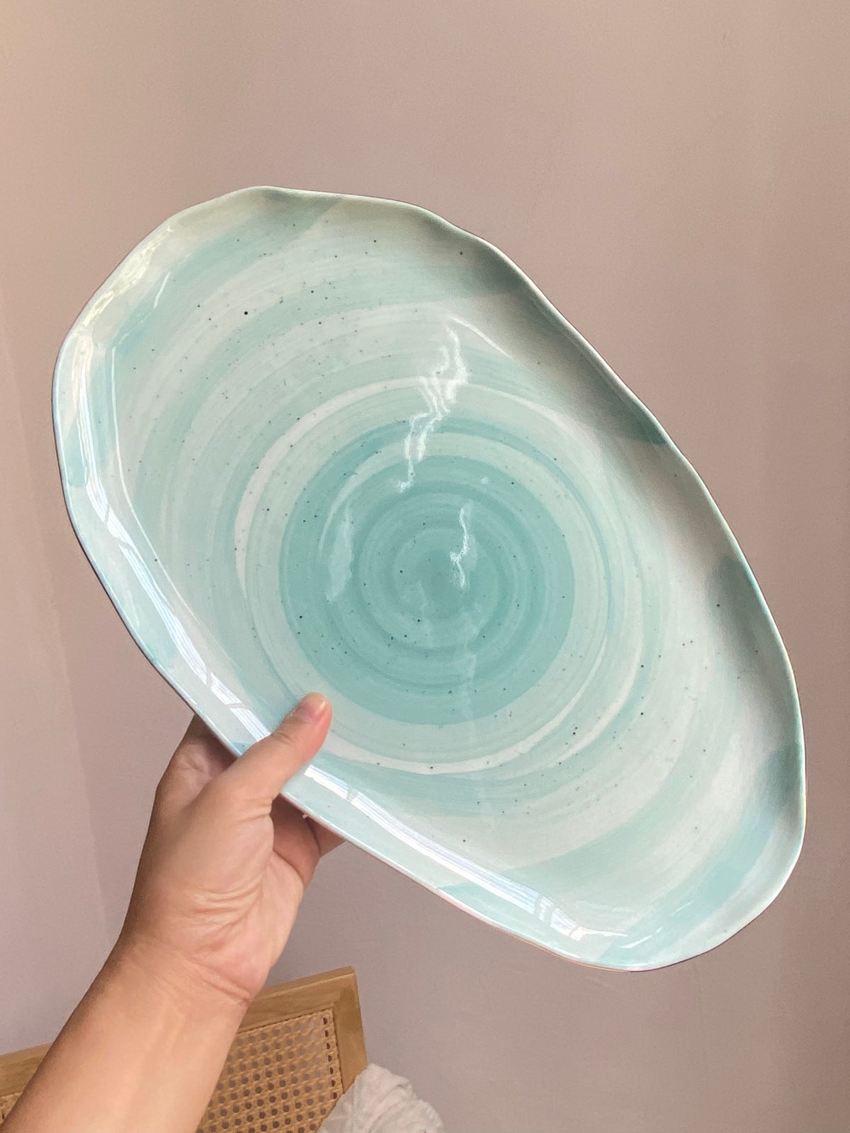 Irregular Lake Green Plate, 36.3 x 21.6 x 2 cm, Ceramic Dinnerware - detail 3