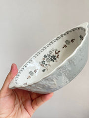Ceramic Baking Dish with Two Handles, Gray Relief, 18 x 11.5 x 4.8 cm - detail 3
