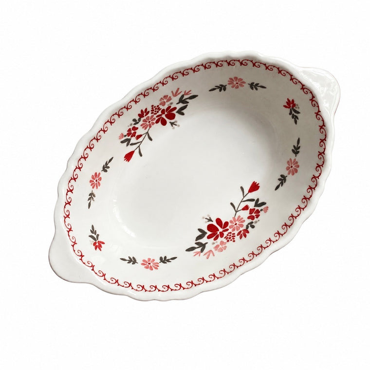 Ceramic Baking Dish with Two Handles, Gray Relief, 18 x 11.5 x 4.8 cm - product view 1