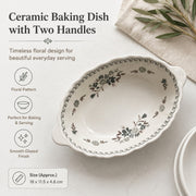 Ceramic Baking Dish with Two Handles, Gray Relief, 18 x 11.5 x 4.8 cm - detail 1