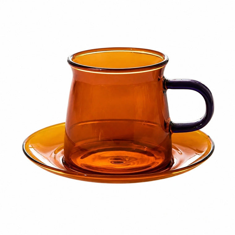 Glass Coffee Cup and Saucer Set, Borosilicate, 6.7cm - product view 1
